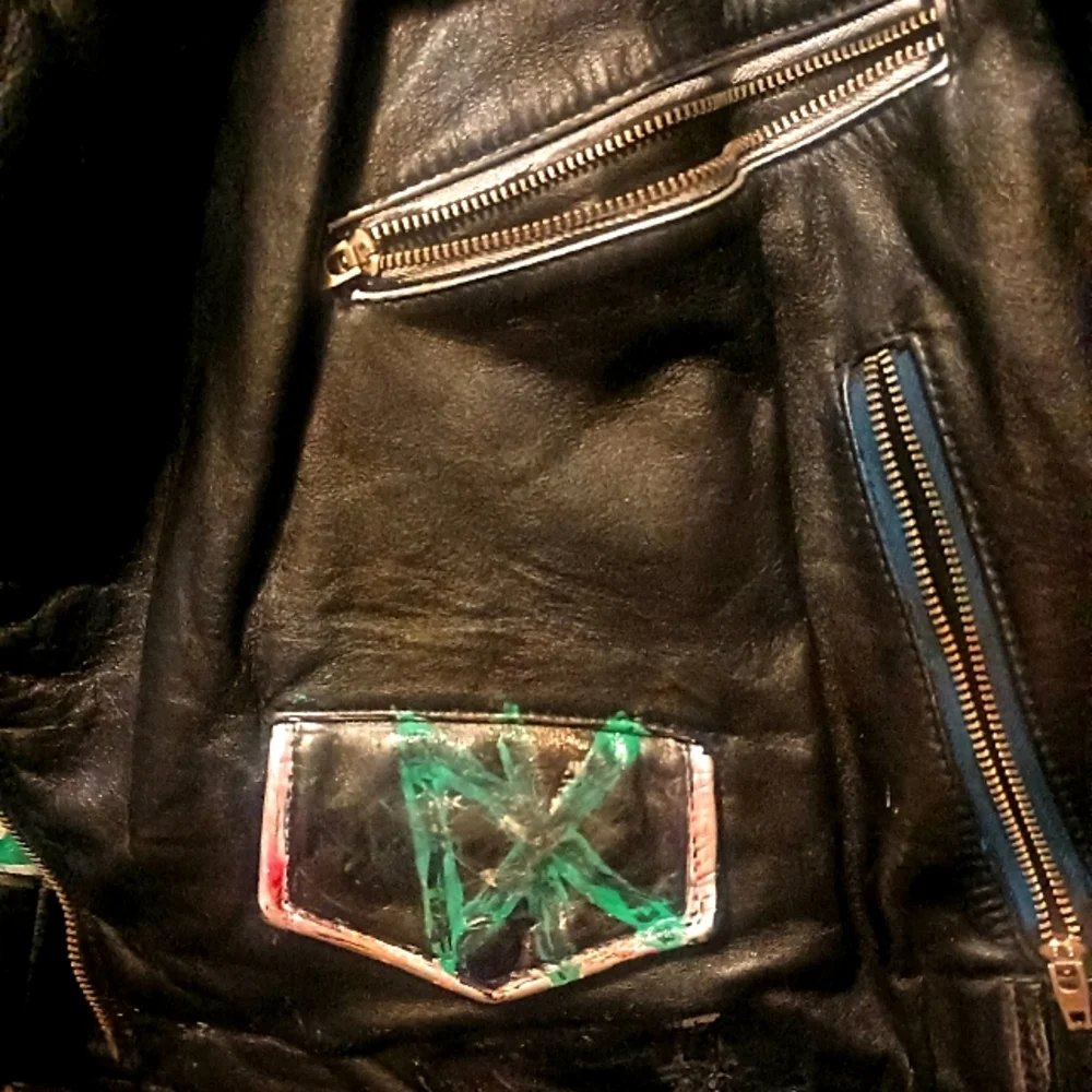 AUTH Punk Studded Leather Jacket worn by member of CA hardcore PUNK band - Picture 12 of 14